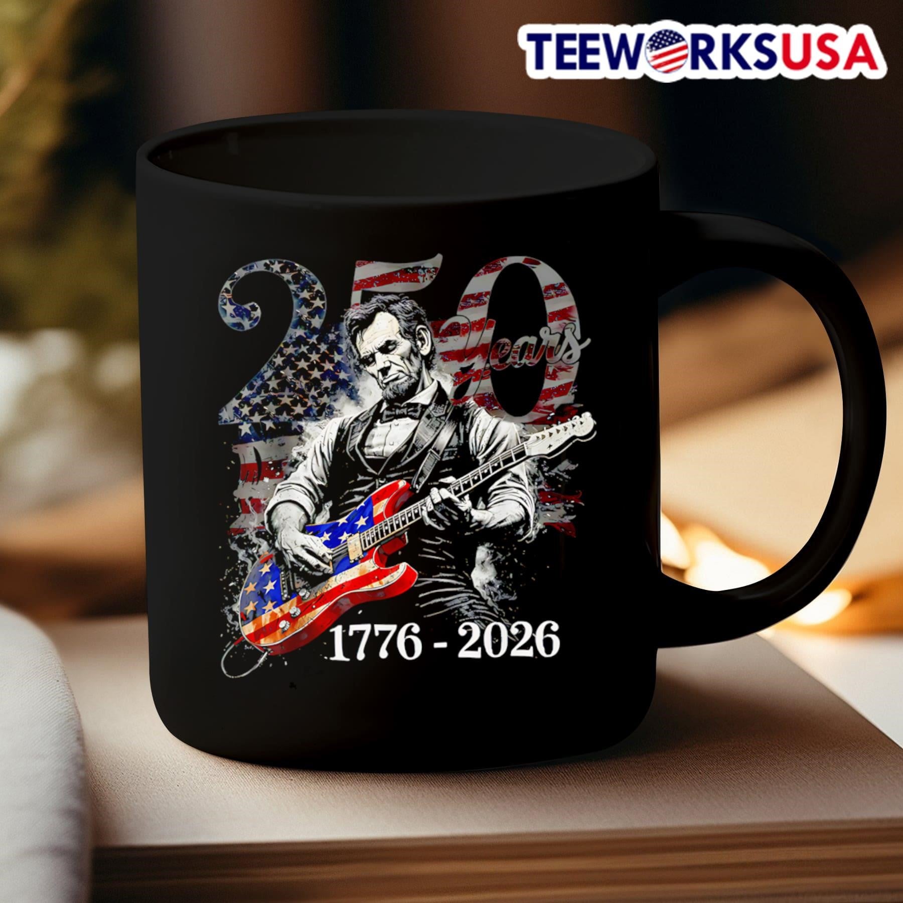 250 Years 1776 2026 Abraham Lincoln Playing Guitar Shirt
