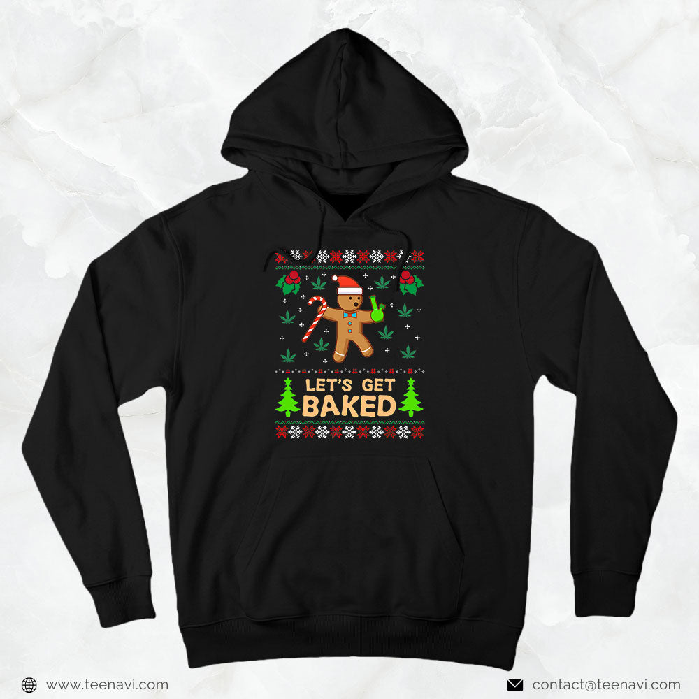 Marijuana Shirt, Lets Get Baked Cookie Weed Xmas Ugly Christmas Sweater