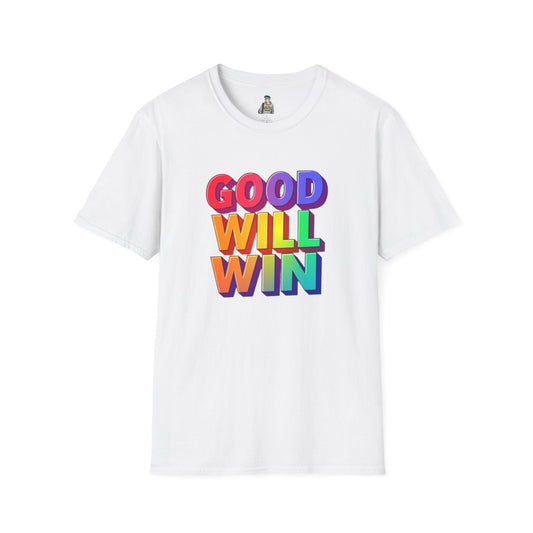 Unisex Softstyle T-Shirt - ' Rainbow Good Will Win' Positive Message Tee