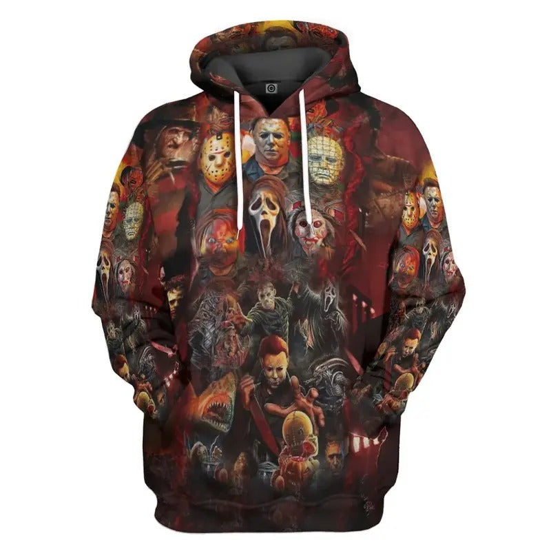 3D Halloween All Horror Movie Character Apparel Classic Menswear Sweatshirts Hoodie T-Shirts | UrbanDripWear.com