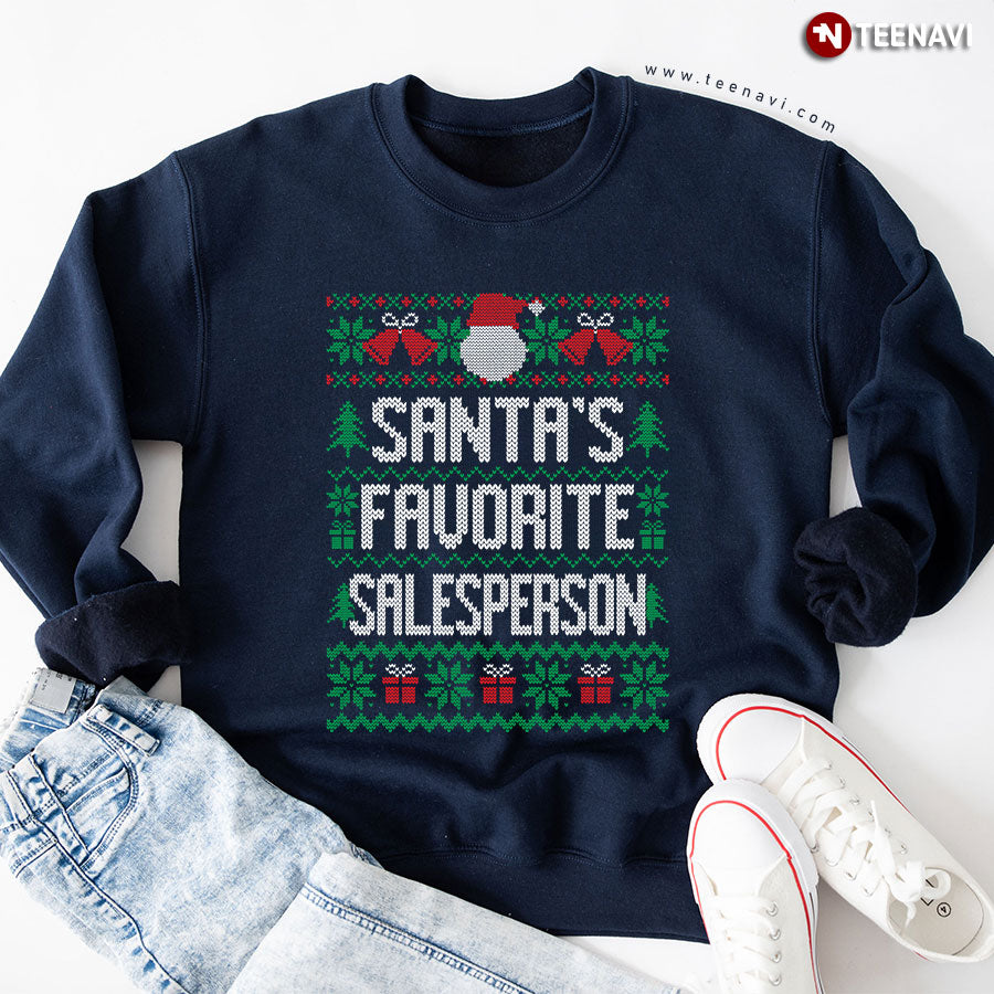 Santa’s Favorite Salesperson Sweatshirt – Christmas Ugly Sweater