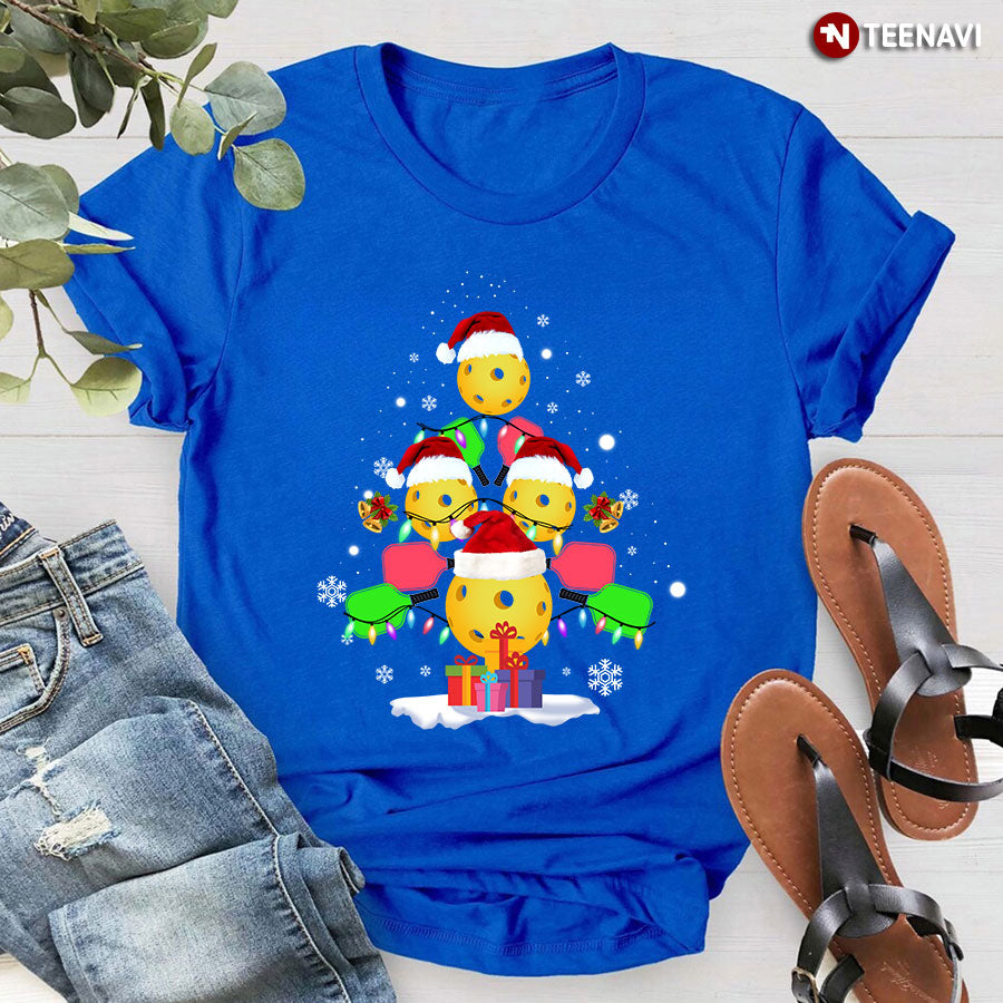 Pickleball Christmas Tree Ugly Sweater Santa Paddleball Lover T-Shirt