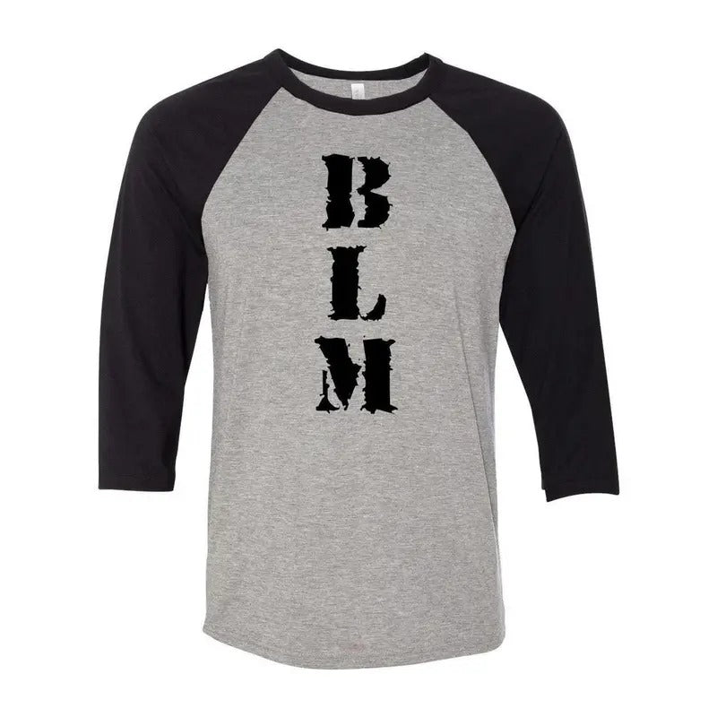 BLM Black Lives Matter 3/4 Sleeve Raglan Baseball T-Shirt Casual Crewneck Hoodie, Sweatshirt | UrbanDripWear.com
