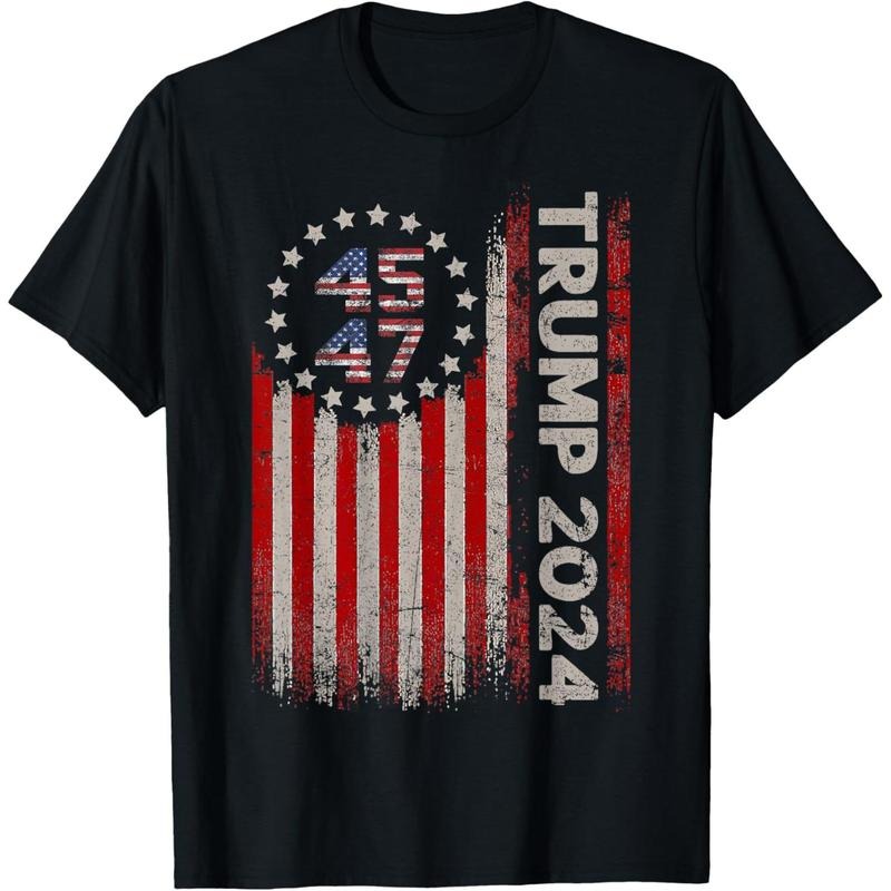 45 47 Trump 2024 American Flag T-Shirt made in usa Hoodie, Sweatshirt | UrbanDripWear.com