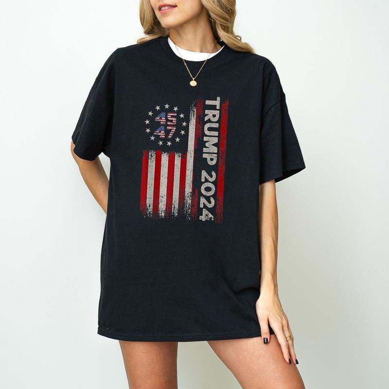 Trump President Shirt, 45/47 Shirt, Trump 2024 Election Gift, USA Flag Shirt, Election 2024, Republican Shirt, American...