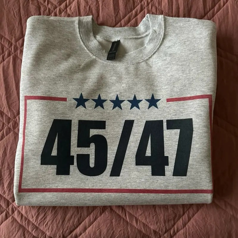 Trump 45/47 Sweatshirt Trump 2024 Comfy Sweatshirt T-Shirts, Hoodie | UrbanDripWear.com