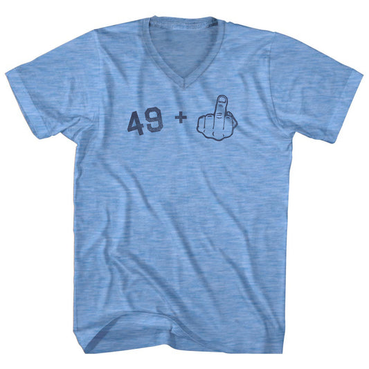 49 + Middle Finger Adult Tri-Blend V-neck T-shirt