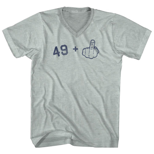 49 + Middle Finger Adult Tri-Blend V-neck T-shirt Style001