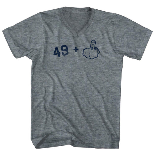 49 + Middle Finger Tri-Blend V-neck Womens Junior Cut T-shirt