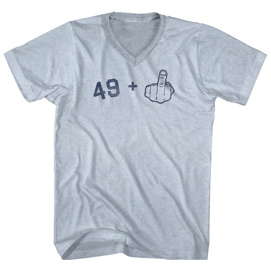 49 + Middle Finger Adult Tri-Blend V-neck T-shirt Style004