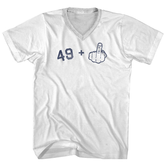 49 + Middle Finger Adult Cotton V-neck T-shirt Style001