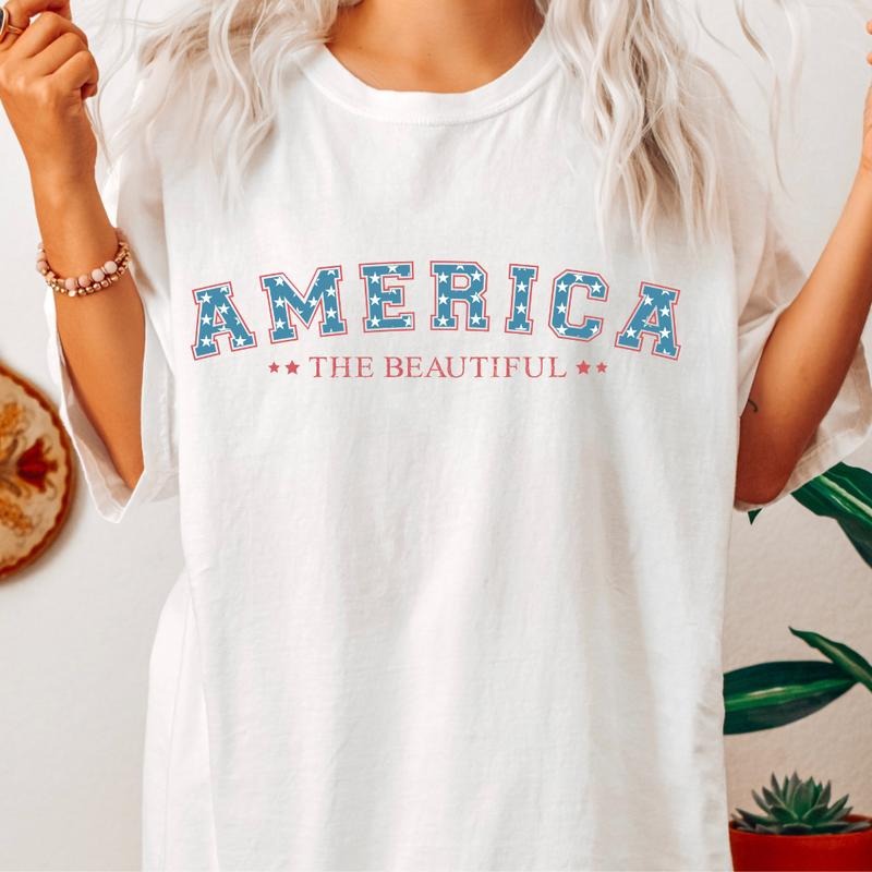 4TH OF JULY SHIRT, AMERICA THE BEAUTIFUL #1 SHIRT, JULY 4TH SHIRT UNISEX COTTON SHIRT, OVERSIZED HOLIDAY SUMMER SHIRT...