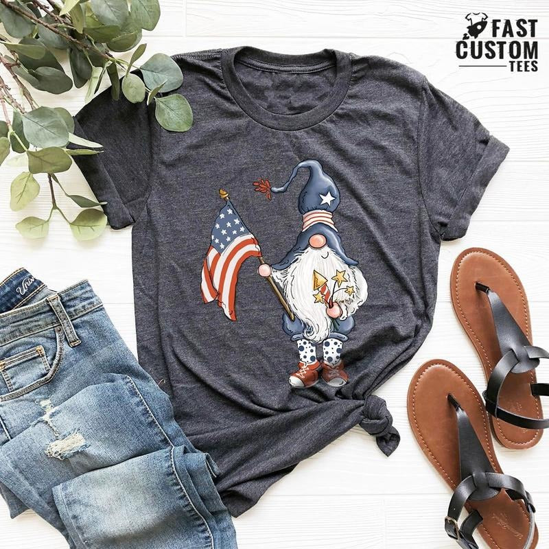4th Of July Gnomes Shirt American Flag T-shirt Usa T Shirt American Freedom Shirt Gnome Shirt 4th Of July Shirt...