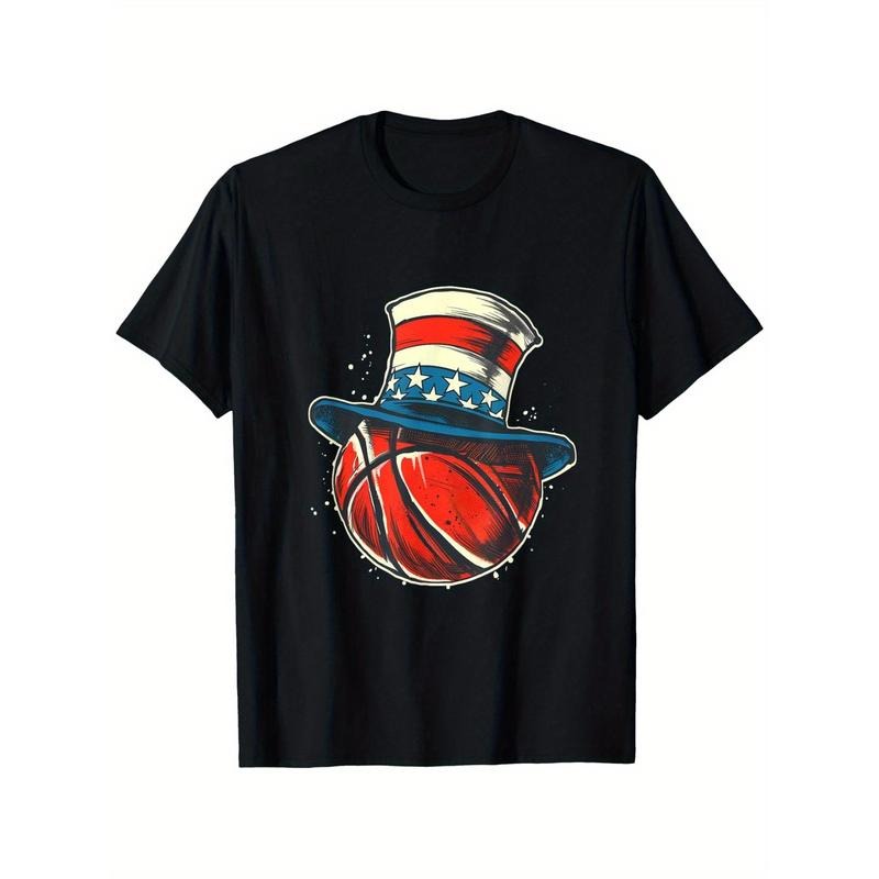 4th of July Basketball American Flag Patriotic T-Shirt