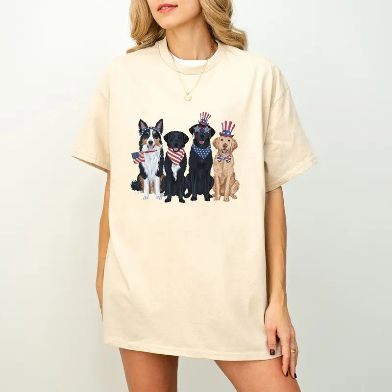 4th of July Dog Shirt, Dog Lover Gift, Fourth of July Dog T-shirts, Independence Day Shirt, Patriotic Shirt, Dog Mom...