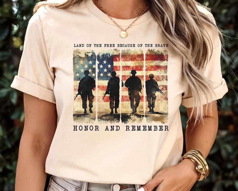 4th of July Shirt | Memorial Day Hoodie | Patriotic American Flag Sweatshirt | Land of the Brave | USA Army Shirt | Heart...