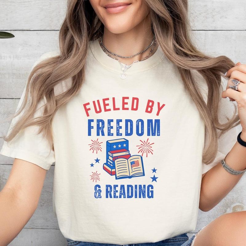 4th of July Shirt, USA Shirts, Comfort Colors Shirt, Book Shirt, Patriotic, Fourth of July Tee, USA Tee, Bookish Gift,...