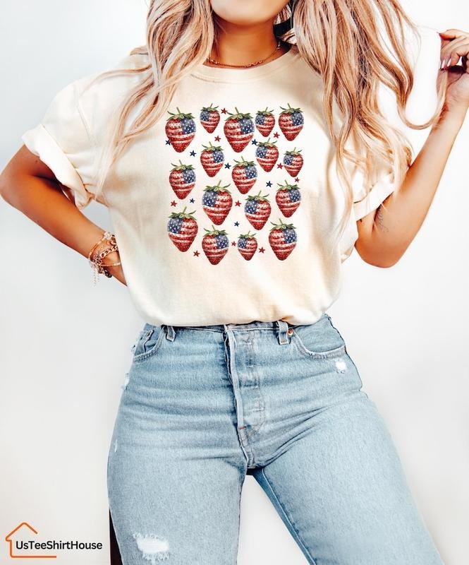 4th of July Strawberries Shirt, 4th of July Shirt Hoodie, Sweatshirt | UrbanDripWear.com