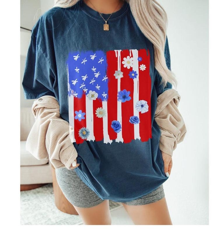 4th of July T-Shirt, July Fourth T-Shirt, Brushstrokes USA Flag Shirt Hoodie, Sweatshirt | UrbanDripWear.com