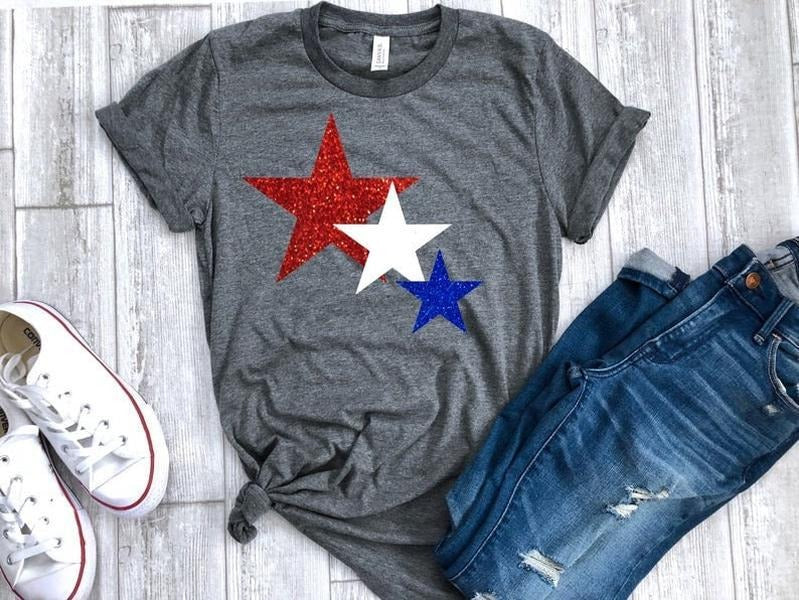 4th of July womens shirt, Star glitter shirt Hoodie, Sweatshirt | UrbanDripWear.com