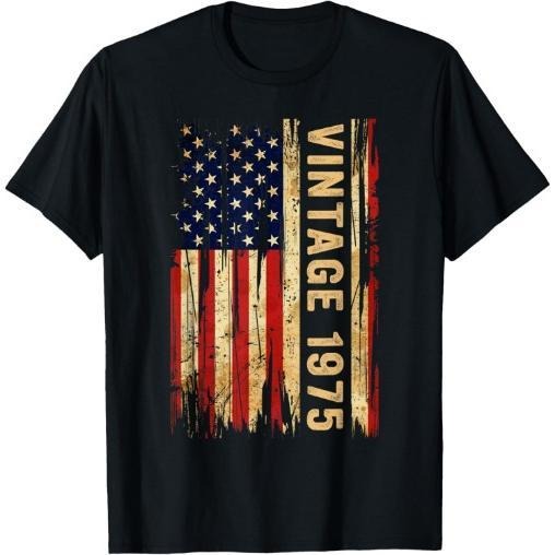 50 Years Old Vintage 1975 American Flag 50th Birthday Men T-Shirt Made in USA Hoodie, Sweatshirt | UrbanDripWear.com
