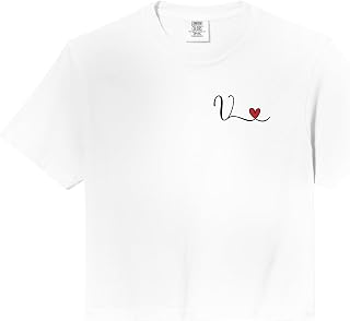 V Initial Heart Monogram Gift Comfort Colors Crop Top