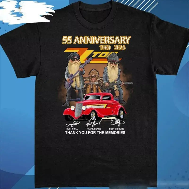 55th anniversary 1969 2024 zz top thank you for the memories shirt S-5XL Menswear Underwear Hoodie, Sweatshirt