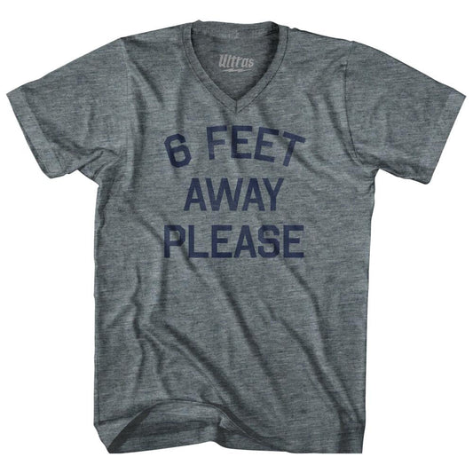 6 Feet Away Please Adult Tri-Blend V-neck T-shirt