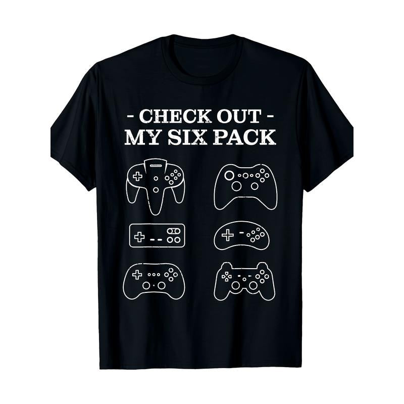 6 Six Pack Gamer 220g Funny Gamers Gift T-Shirt - Video made in usa Hoodie, Sweatshirt | UrbanDripWear.com