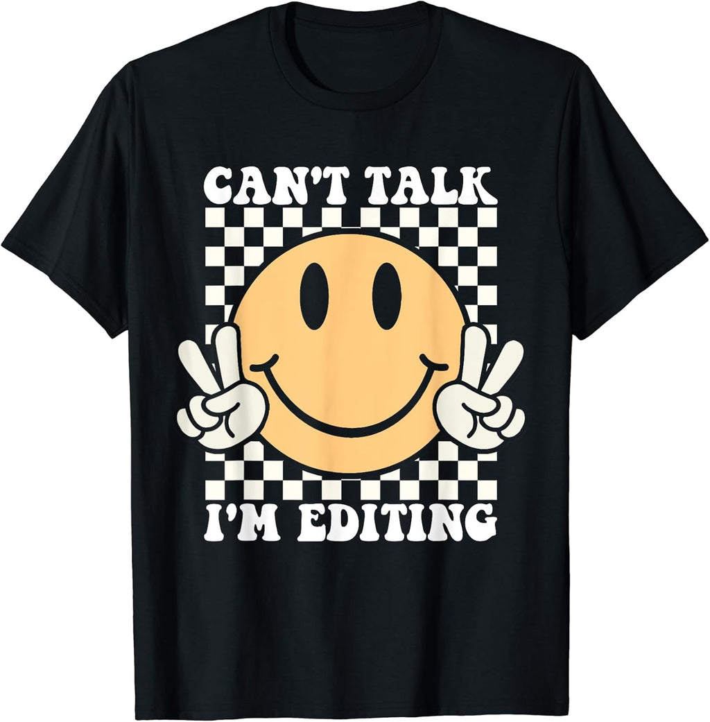Funny Face Can't Talk I'm Editing Crewneck Gifts