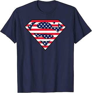 Superman 4th of July Classic Chest Symbol USA Flag T-Shirt