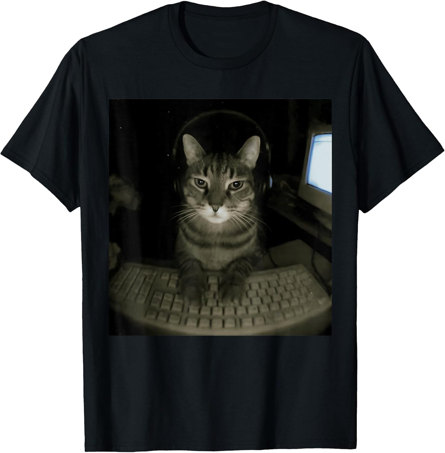 Funny Silly Cat Nerd Gaming Kitten Programmer Tee