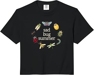 Sad Bug Summer Insects Nature Lovers Aesthetic Girly Women Comfort Colors Crop Top