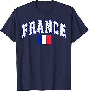 France Flag Vintage French Heritage Blue and White Color T-Shirt
