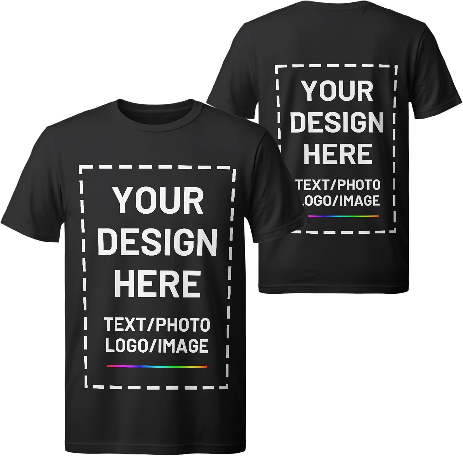 Custom T Shirts for Men Women, Personalized Shirts with Photo Logo Text, Customized T-Shirt Front & Back Print