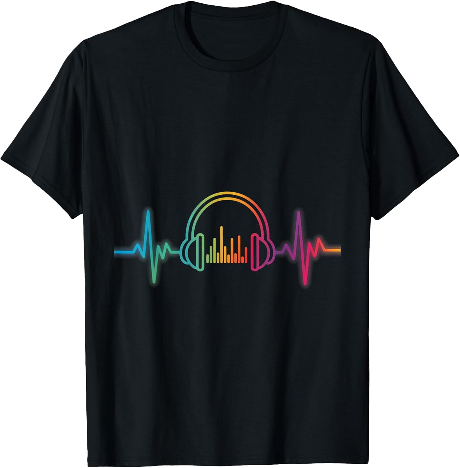 Colorful Music Headphones Heartbeat Wave