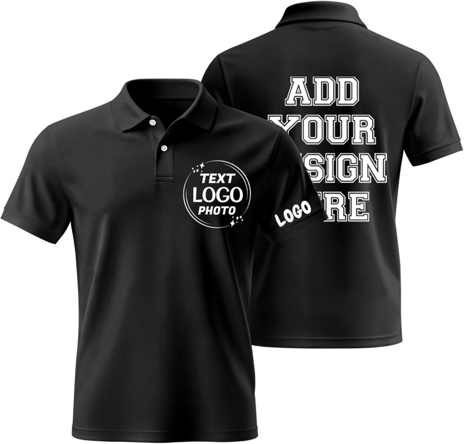 Custom Polo Shirt Design Your Own Text Logo Photo Name Personalized Business Shirts Front Back Print for Men Women
