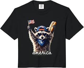 Feral Free American Racoon Funny 4th of July Graphic Comfort Colors Crop Top