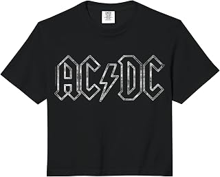 Official AC/DC Jagged Logo Black Classic Rock Band Music Comfort Colors Crop Top