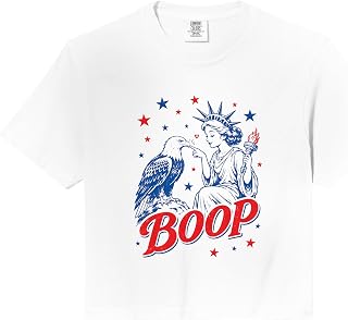 Funny 4th of July Boop Eagle Statue of Liberty Patriotic USA Comfort Colors Crop Top