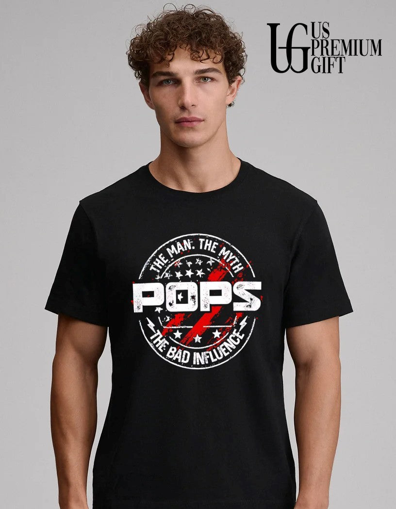 The Man The Myth Pops The Bad Influence logo shirt