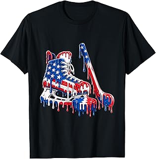 Ice Hockey Drip 4th of July Patriotic American USA Flag Men T-Shirt