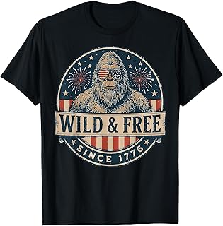 Patriotic Bigfoot Wild Free Since 1776 Sasquatch 4th July T-Shirt
