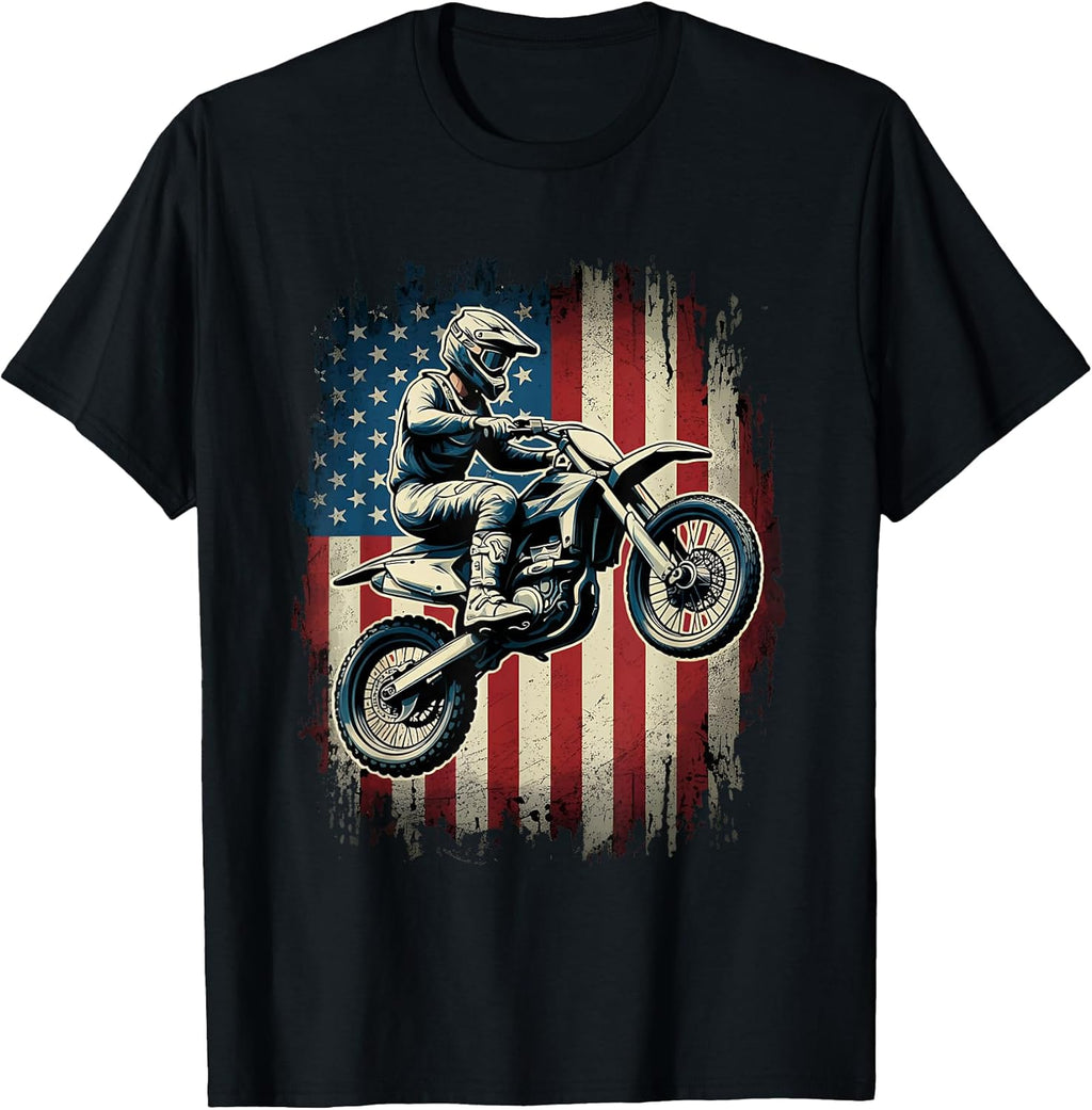 Cool USA Flag Dirt Bike July 4th Shirts