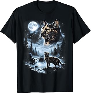 Tortoiseshell Cat Howling at Moon 90's Retro Cat Lover T-Shirt