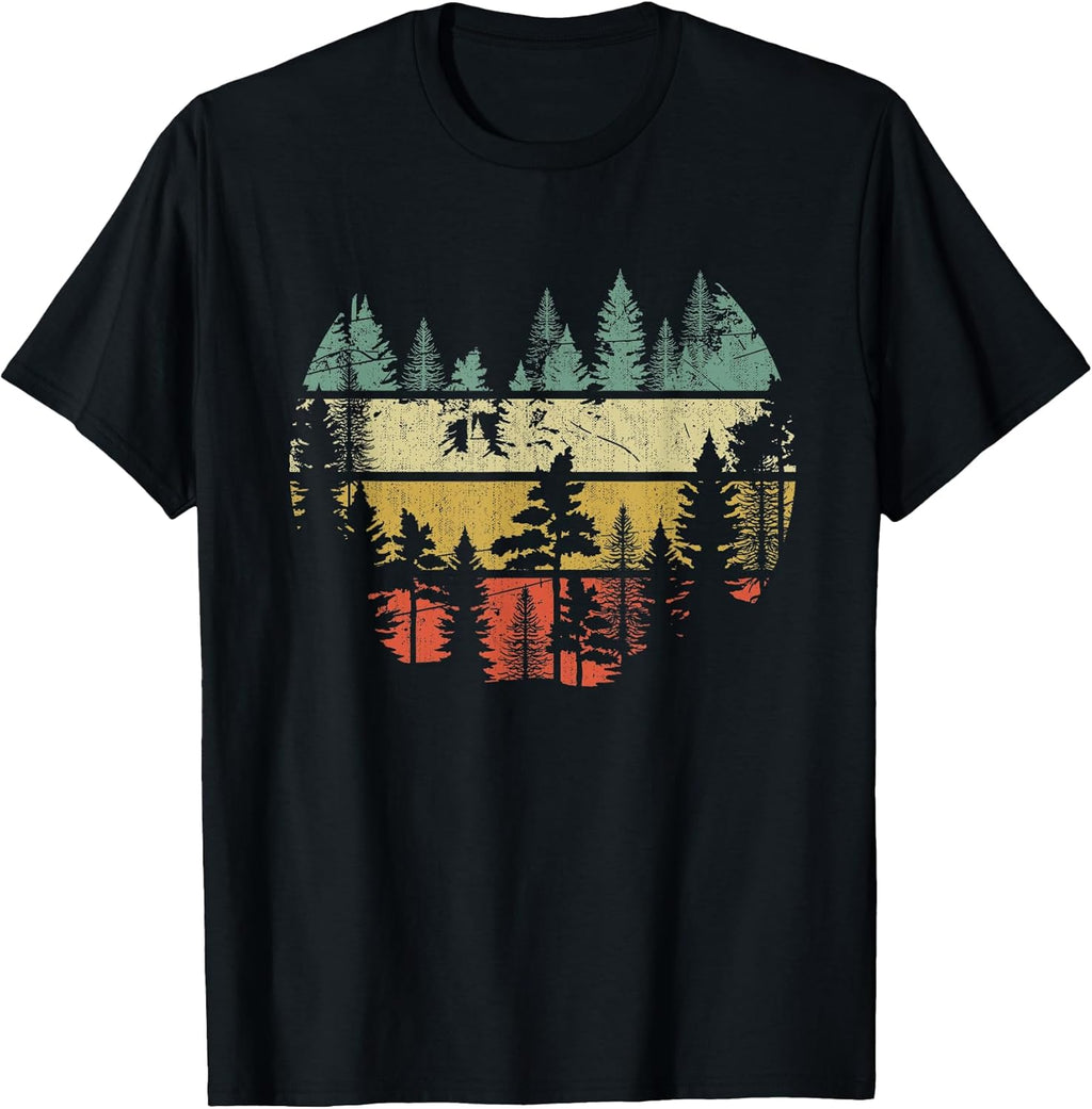 Retro Wald Bäume Natur Berge Naturliebhaber