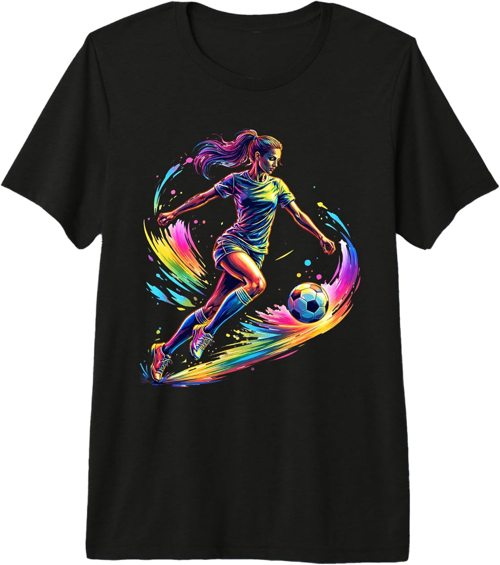 Colorful Soccer Girl Graphic For Women Girls