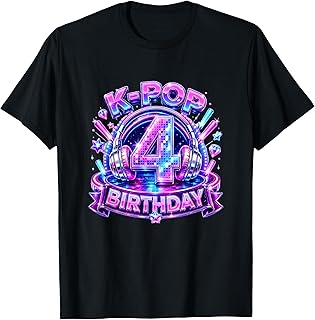 K-Pop 4Th Birthday Girl Kpop 4 Year Old Korean Music Lovers T-Shirt