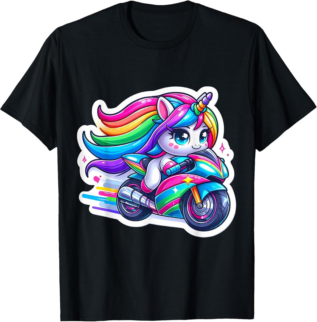 Cute Unicorn Riding Street Motorcycle Girls Merch