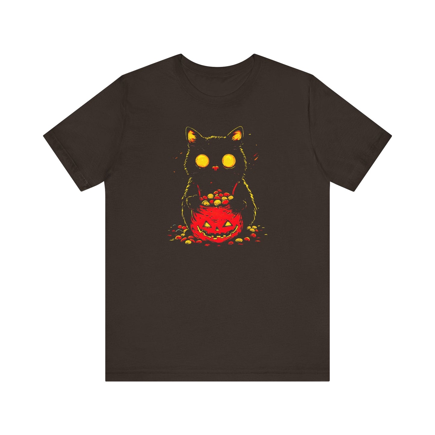 Halloween Black Cat Graphic Tee Ã¢â‚¬â€œ Spooky Pumpkin Candy Design Shirt